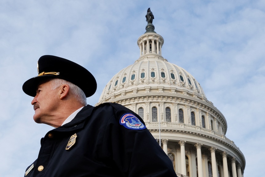 U.S. Capitol Police Chief J. Thomas Manger stands outside the U.S. Capitol