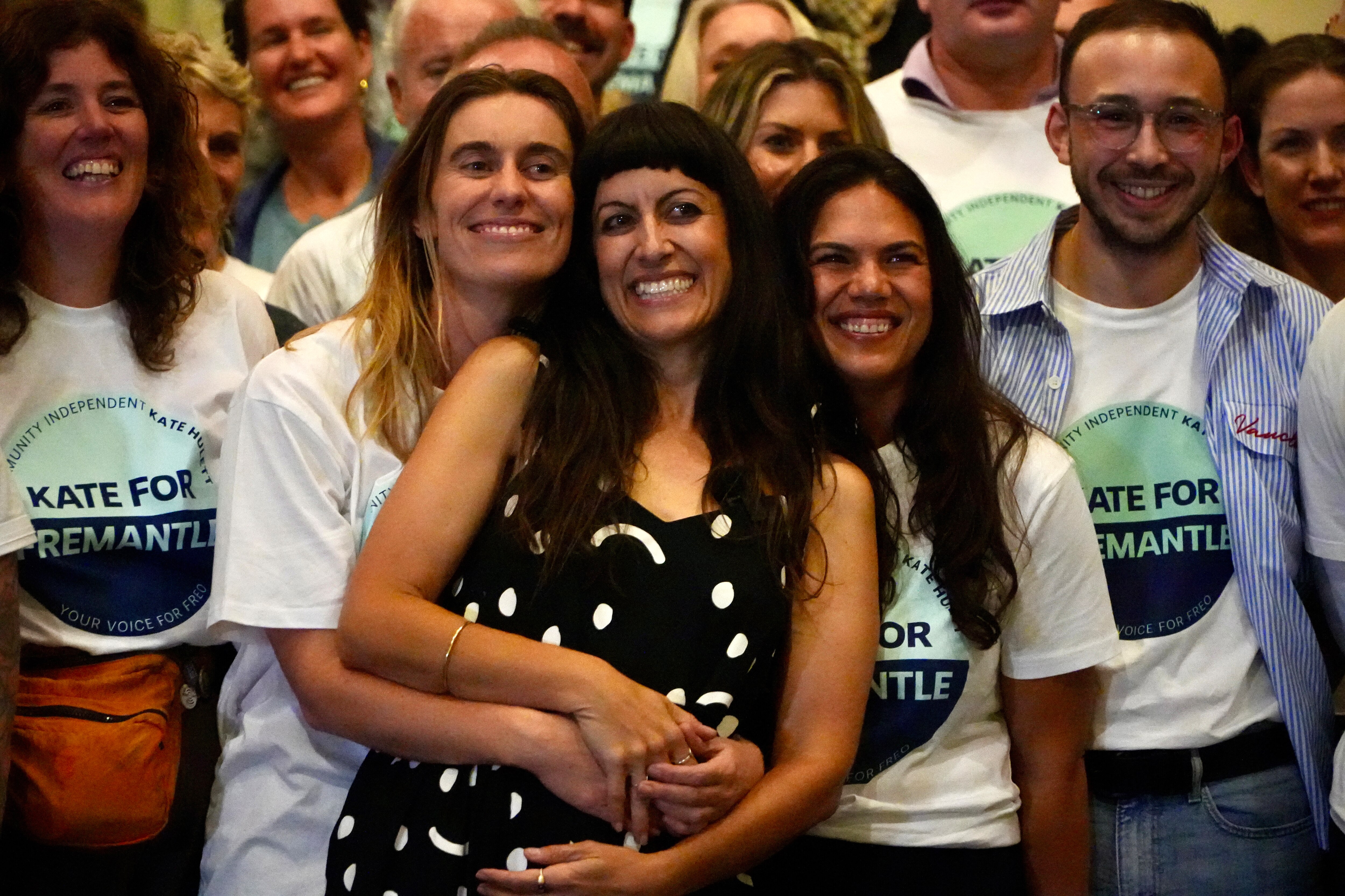 Kate Hulett and her supporters at an election night function