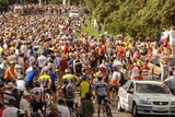 Around 4,000-5,000 cyclists showed up to get a glimpse of Armstrong.