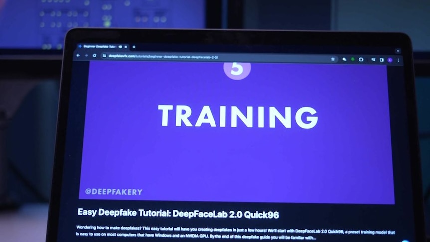 A laptop screen featuring a slideshow with a big headline saying 'Training'.