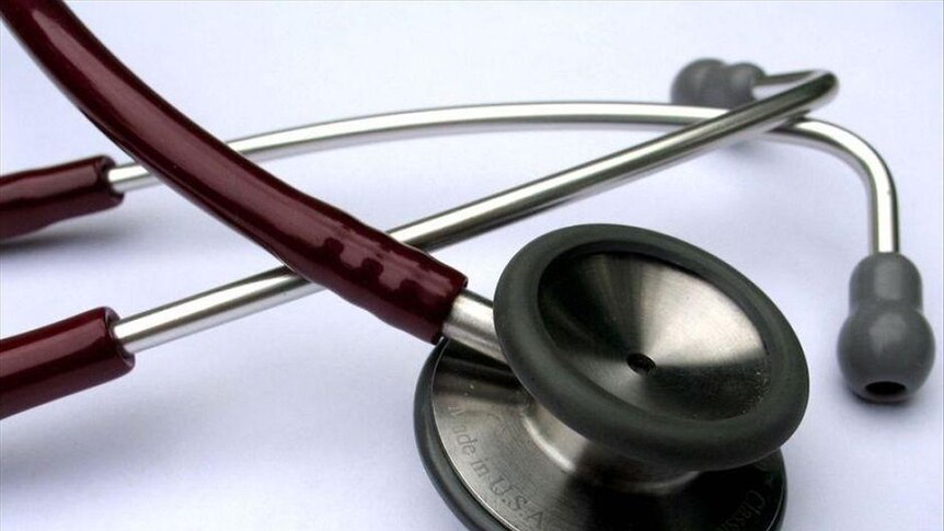 A stethoscope with a brown tube.
