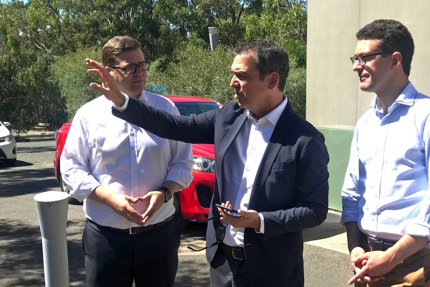 Steven Marshall with Liberal MP for Morialta John Gardner and candidate for Kavel Dan Cregan.