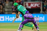 Rob Quiney of the Stars plays a shot during the BBL match between the Hobart Hurricanes and the Melbourne Stars.