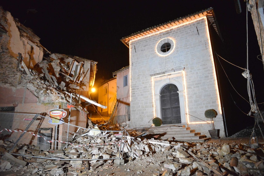 The aftershocks shook central Italy, crumbling churches and buildings.