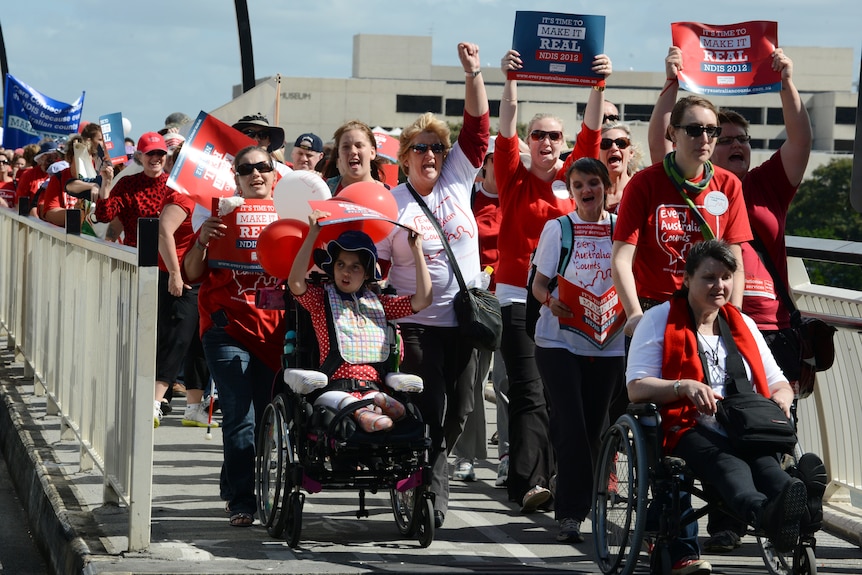 Successful rally cry ... Brisbane protesters demanded an NDIS.