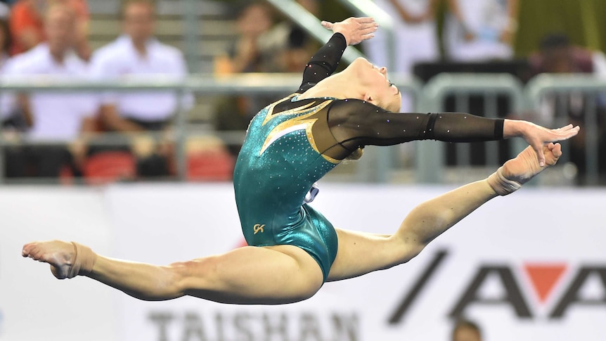 Larissa Miller competes at the world gymnastics championships