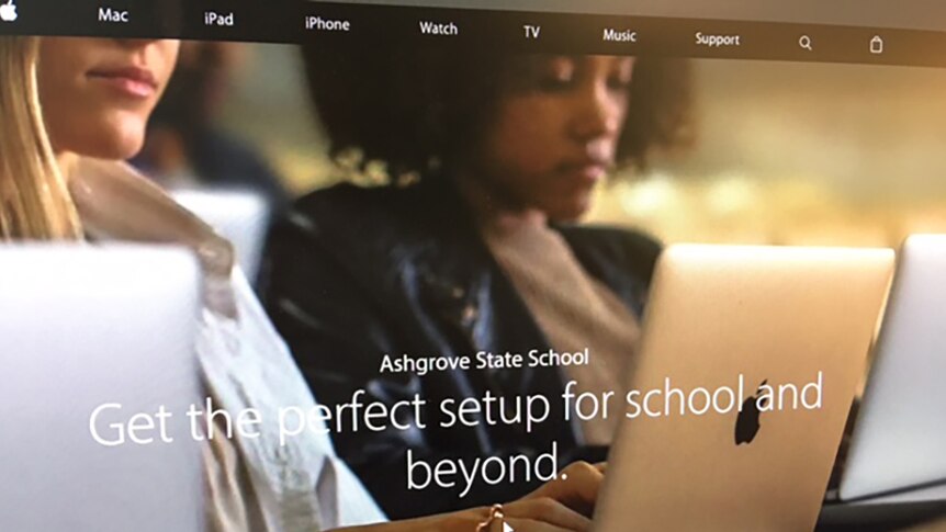 Apple screen linking Ashgrove State School with the company's products