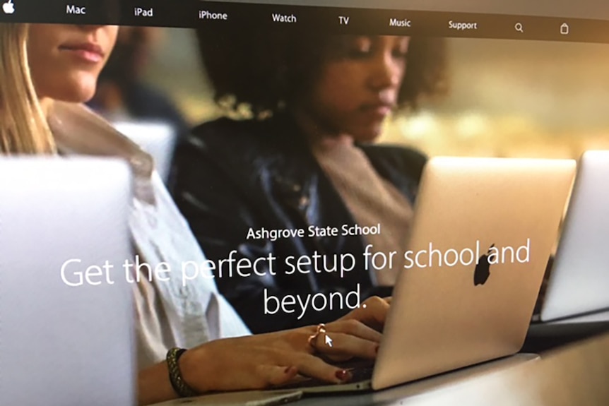 Apple screen linking Ashgrove State School with the company's products