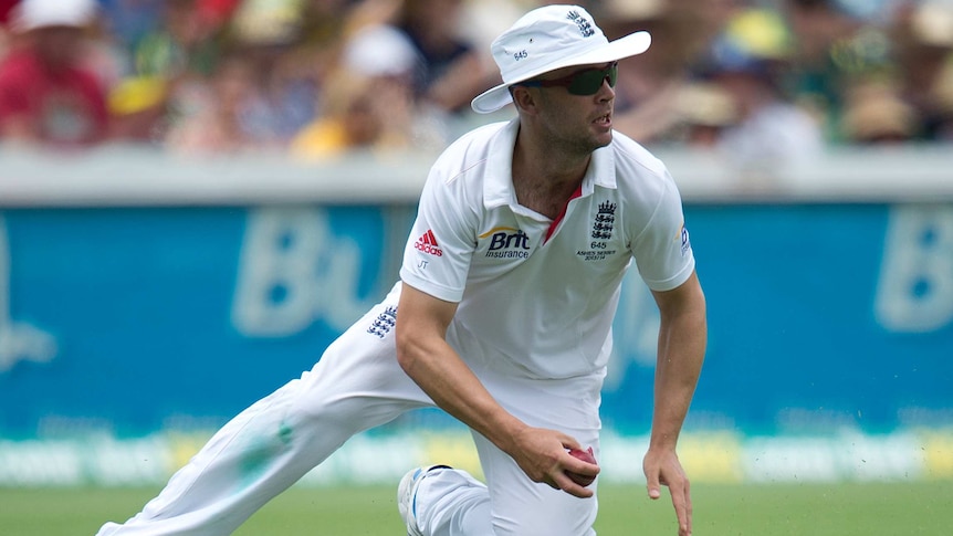 England's Jonathan Trott fields during day three of the first Ashes Test at the Gabba.