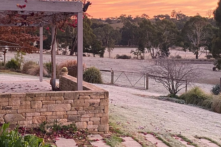 Frost-covered fields in the Adelaide Hills.