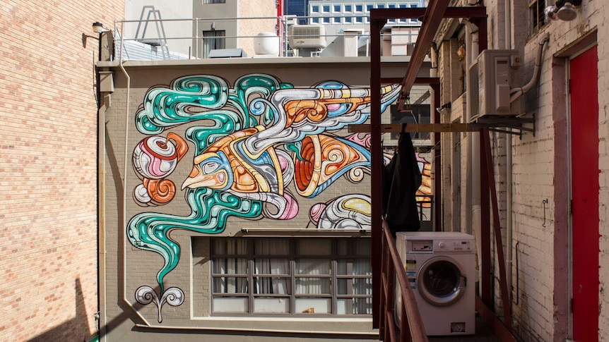 Graffiti mural by Sydney artist Phibs, 9 April 2014