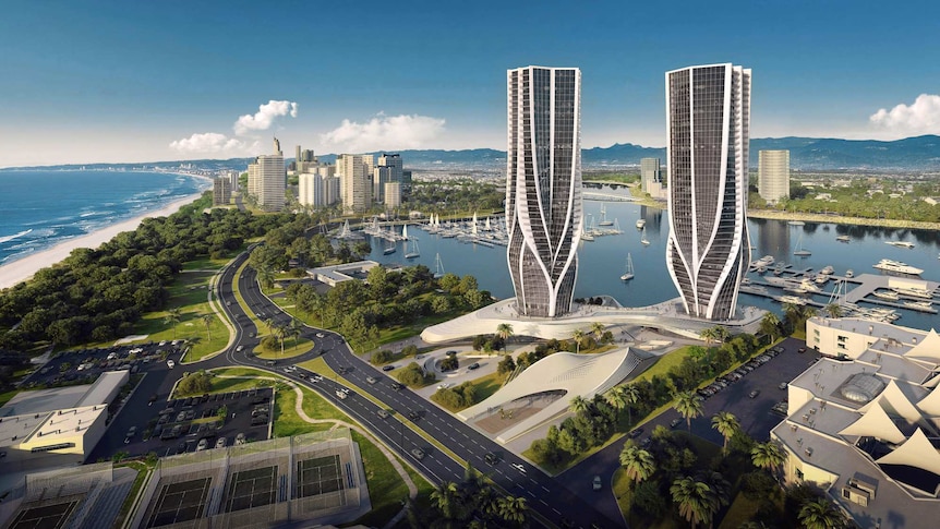 Artist depiction of Sunland Group's proposed Mariners Cove development on the Spit, Gold Coast