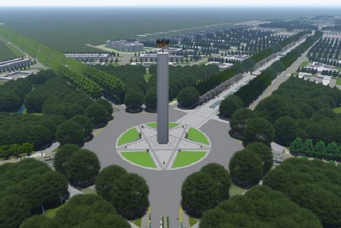 Maket salah satu desain Ibu Kota Baru RI versi Kementerian Pekerjaan Umum