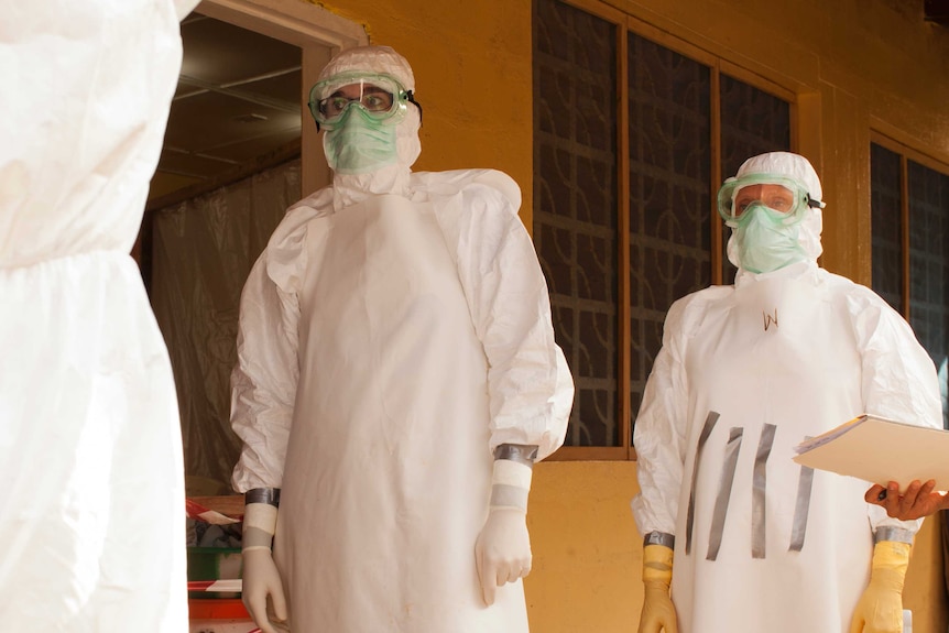 Nathalie McDermott in PPE during an Ebola outbreak in 2014