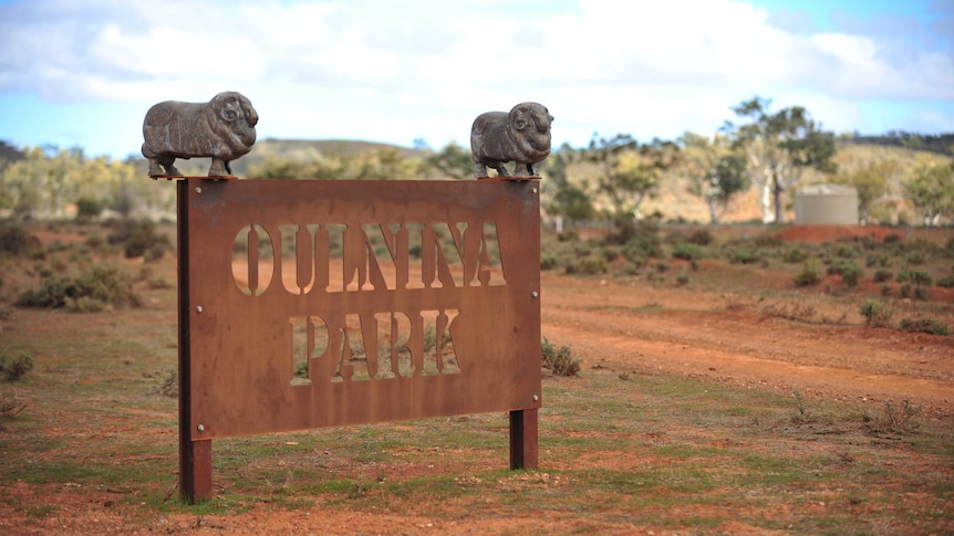 Sign marking outback station in South Australia