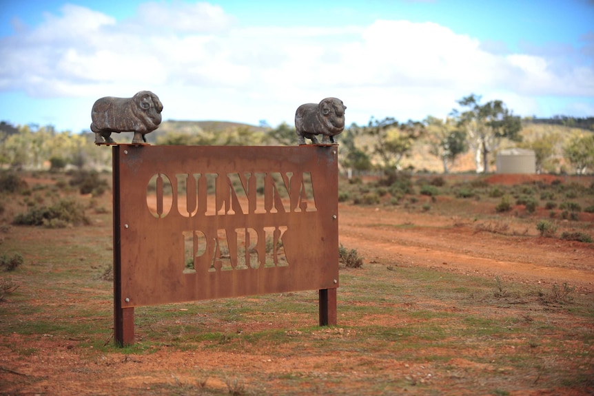 Sign marking outback station in South Australia