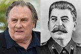 Composite image of French actor Gerard Depardieu and Soviet dictator Joseph Stalin.