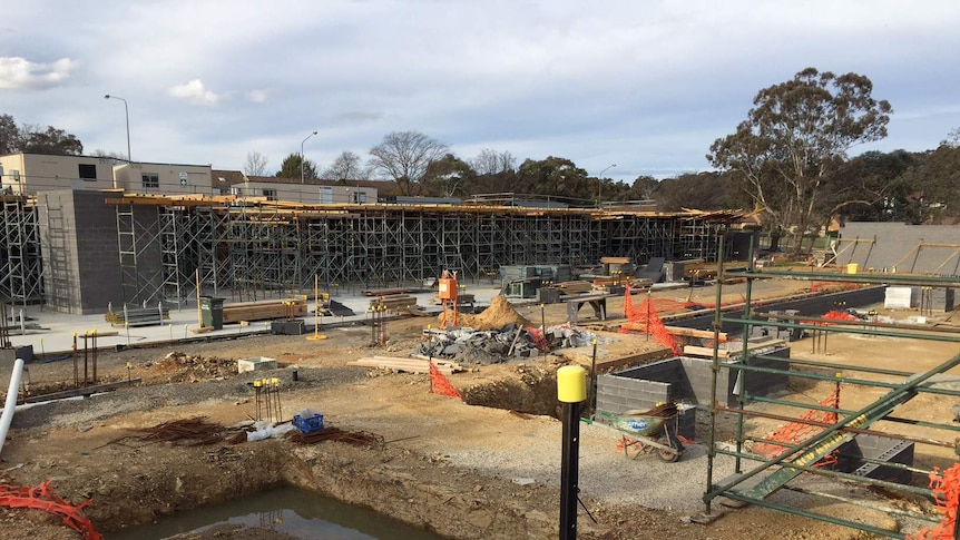 A worksite where a new Woolworths supermarket was planned.