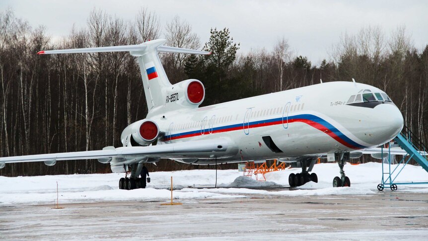 Tu-154 plane at military airport near Moscow