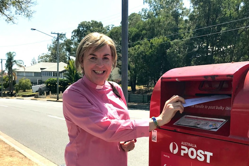 Josephine Inkpin voting in the Australian marriage postal survey.