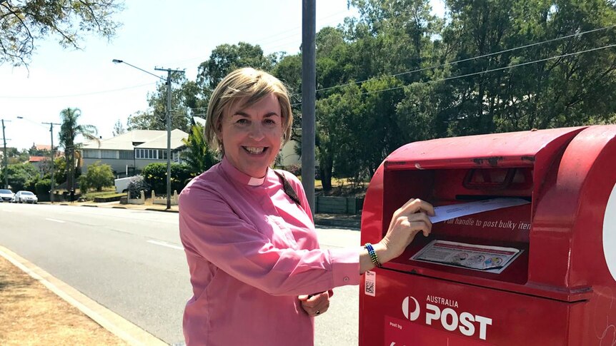 Josephine Inkpin voting in the Australian marriage postal survey.