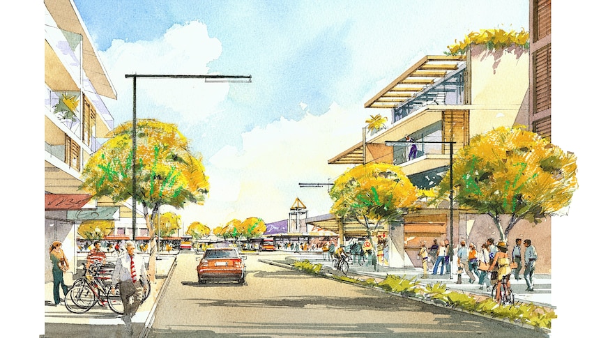 An artist's impression of what Ricardo Street at Erindale shops could look like in future.