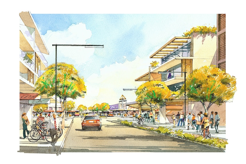 An artist's impression of what Ricardo Street at Erindale shops could look like in future.