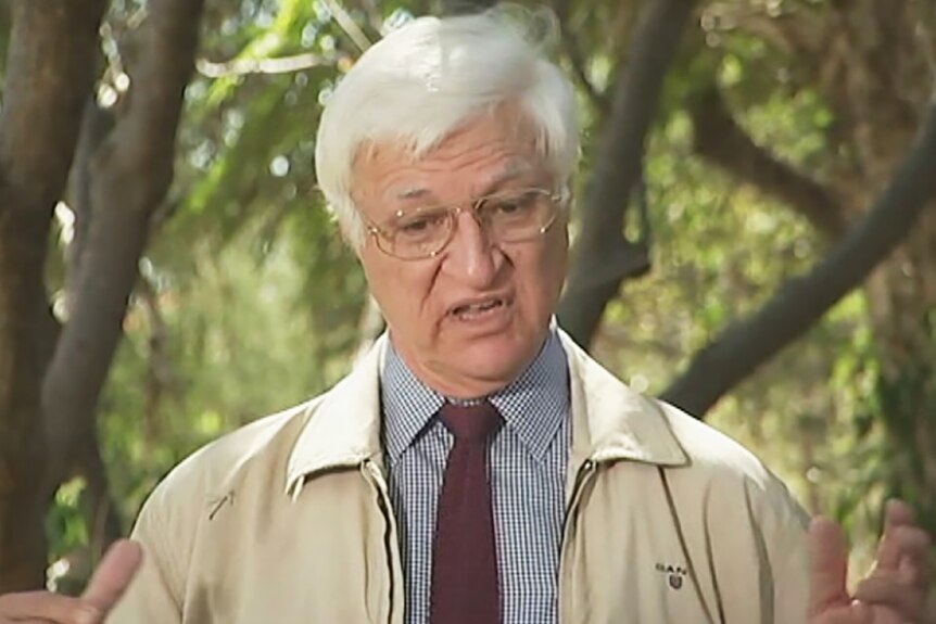 Bob Katter speaking to the media outside his home in Charters Towers