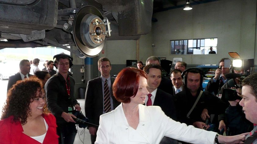 'Our nation needs skilled tradespeople': Julia Gillard campaigns in Blacktown