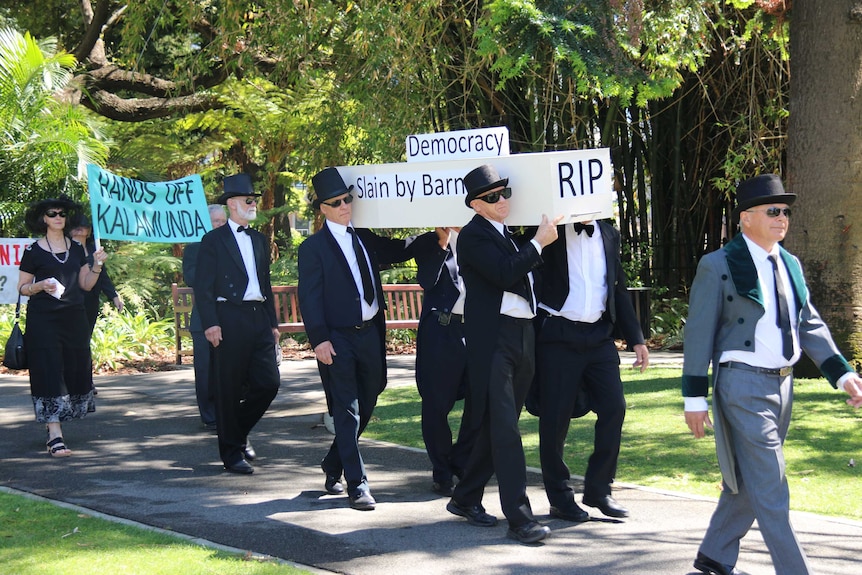 Death of democracy coffin