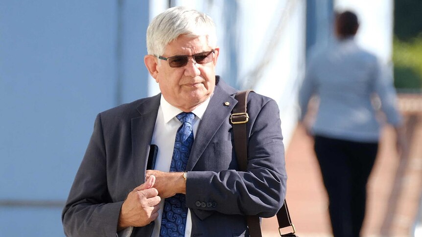 Federal Minister for Aged Care and Indigenous Health Ken Wyatt arrives at the Magistrates' Court in Wangaratta, Victoria.