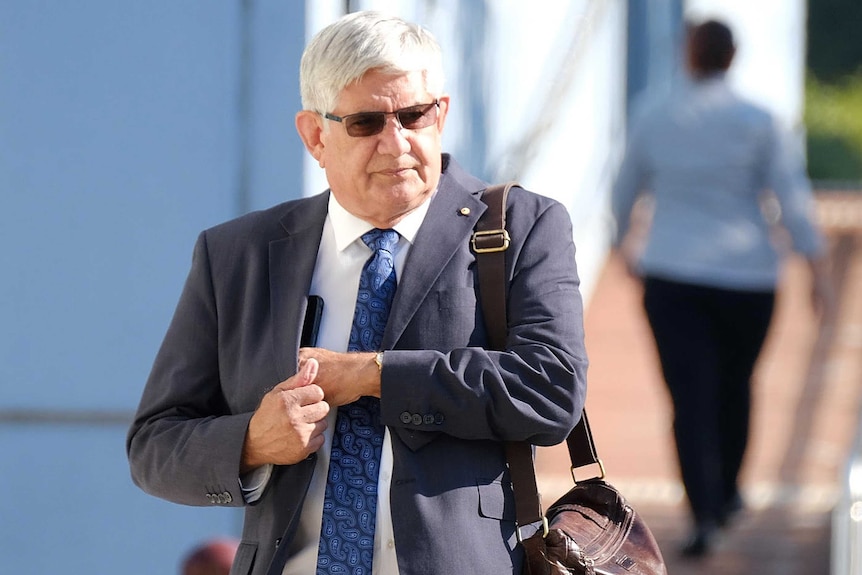 Federal Minister for Aged Care and Indigenous Health Ken Wyatt arrives at the Magistrates' Court in Wangaratta, Victoria.