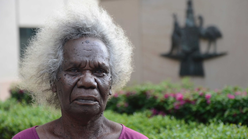 Traditional owner Martha Koowarta outside Federal Court in Brisbane for the Wild Rivers hearing