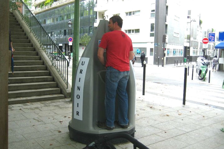 Open public urinal in Paris, France