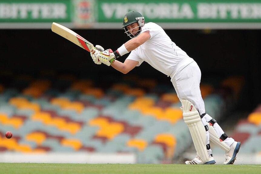 Easy pickings: Kallis works the ball away on his way to his highest score against Australia.