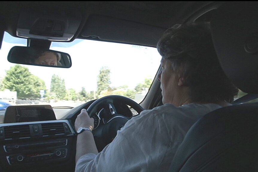 Holbrook Mayor Heather Wilton drives her car.