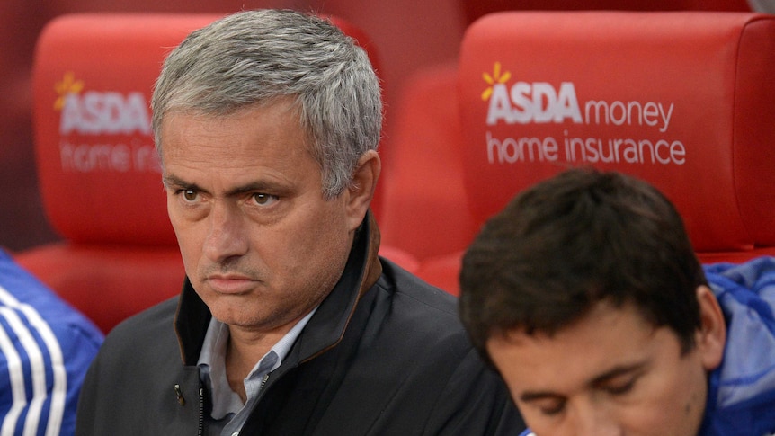 Jose Mourinho looks on with disgust