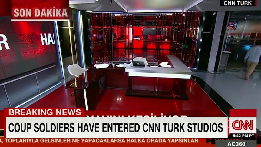 CNN Turk studio empty.