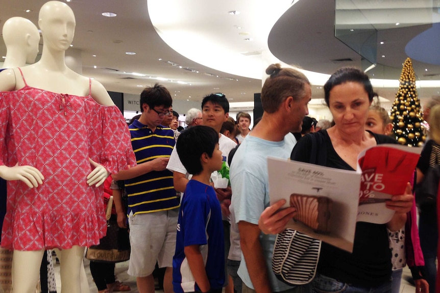 Shoppers fill a store on Rundle Mall on Boxing Day