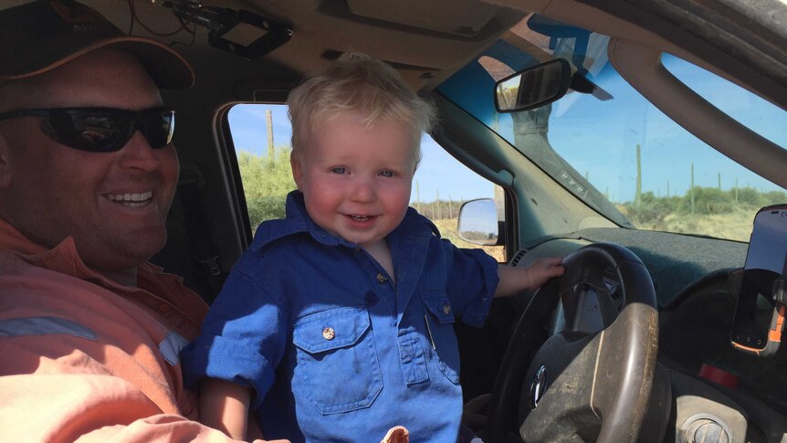 Laurie Healy and his youngest son Mark, 20 months