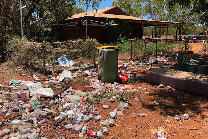 rubbish scattered on the ground