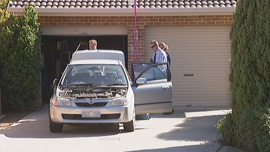 The stolen car where it was found in a driveway in Palmerston.