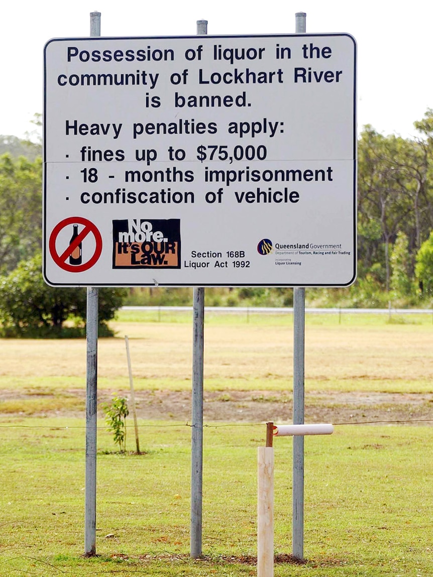 A sign at the airport of the Aboriginal community in Lockhart River in Queensland's Cape York.