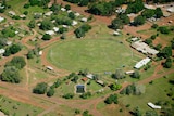 an aerial shot of a football oval