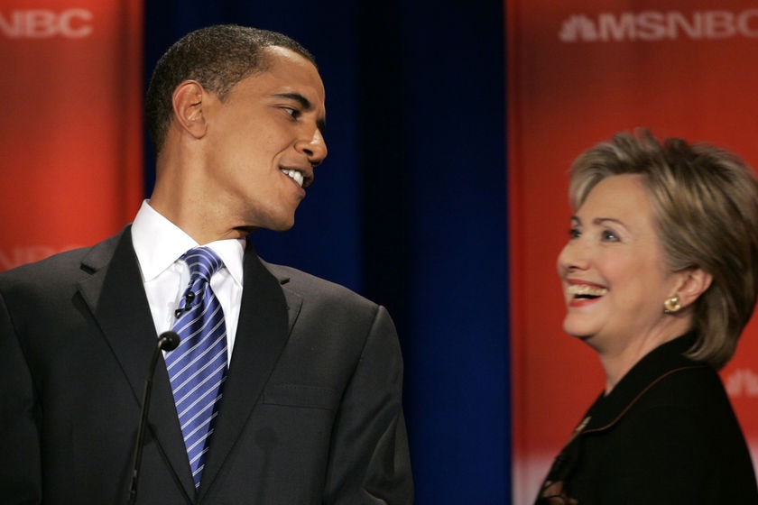 Democratic presidential candidates US Senators Barack Obama and Hillary Clinton