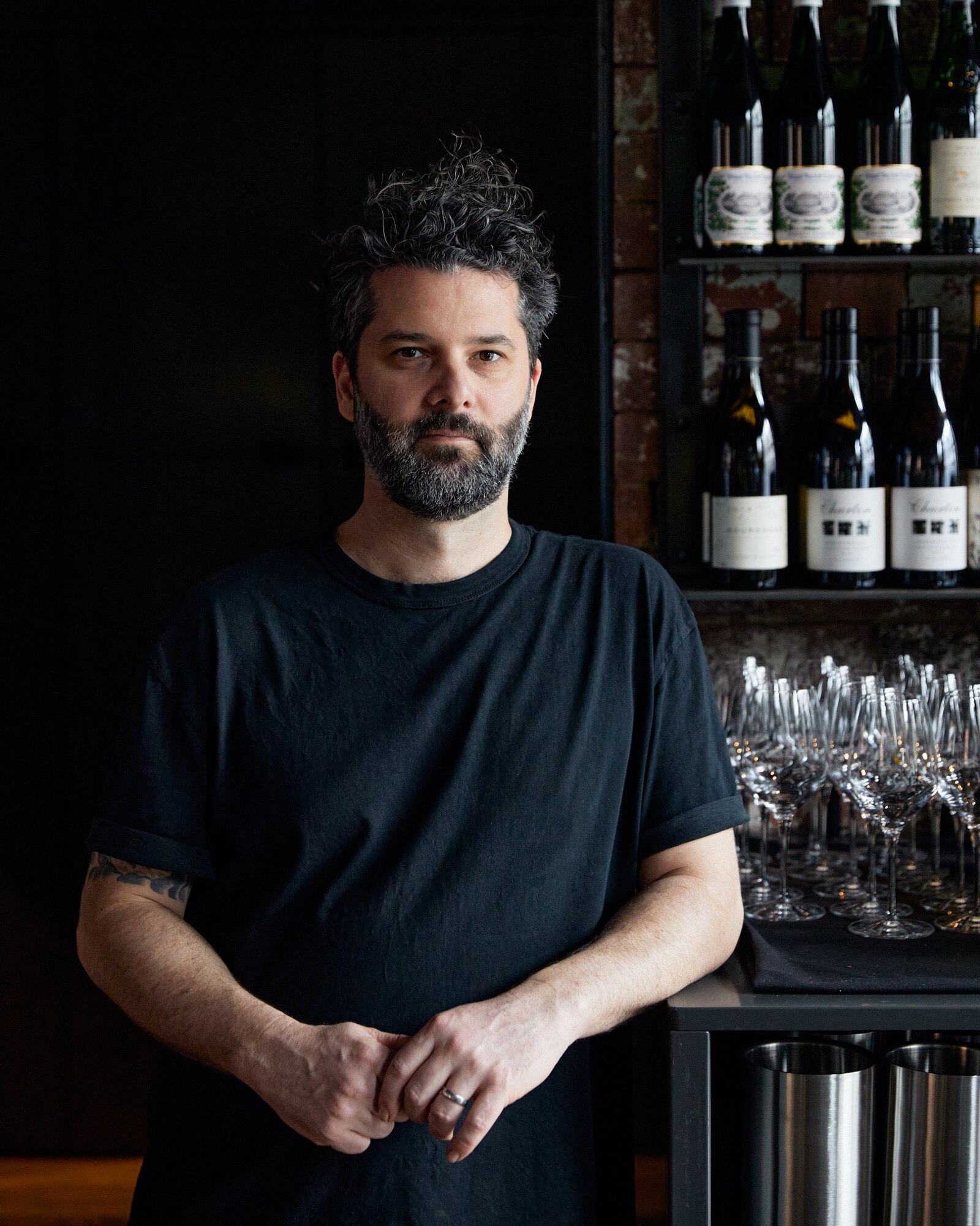 A man standing in a restaurant