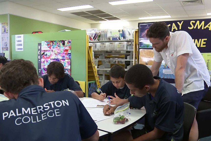 Michael Kingston supervises students at Palmerston College