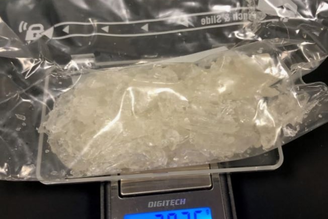 Crystal meth in a bag on a scale