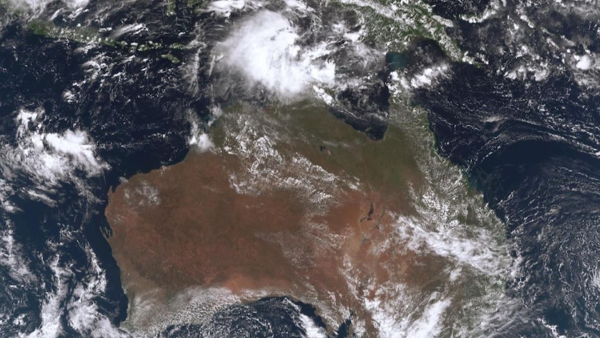 Satellite image showing a mass of cloud forming off Australia's northern coast.