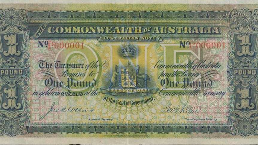 Australia's first £1 note found after 80 years at the National Library of Australia.